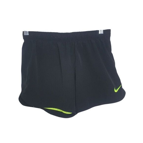 Nike Dri-Fit Athletic Running Shorts XS Black Yellow Double Layer Activewear - Picture 1 of 8